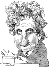 Caricatura de AB Yehoshua da autoria de David Levine, publicada na New York Review of Books 